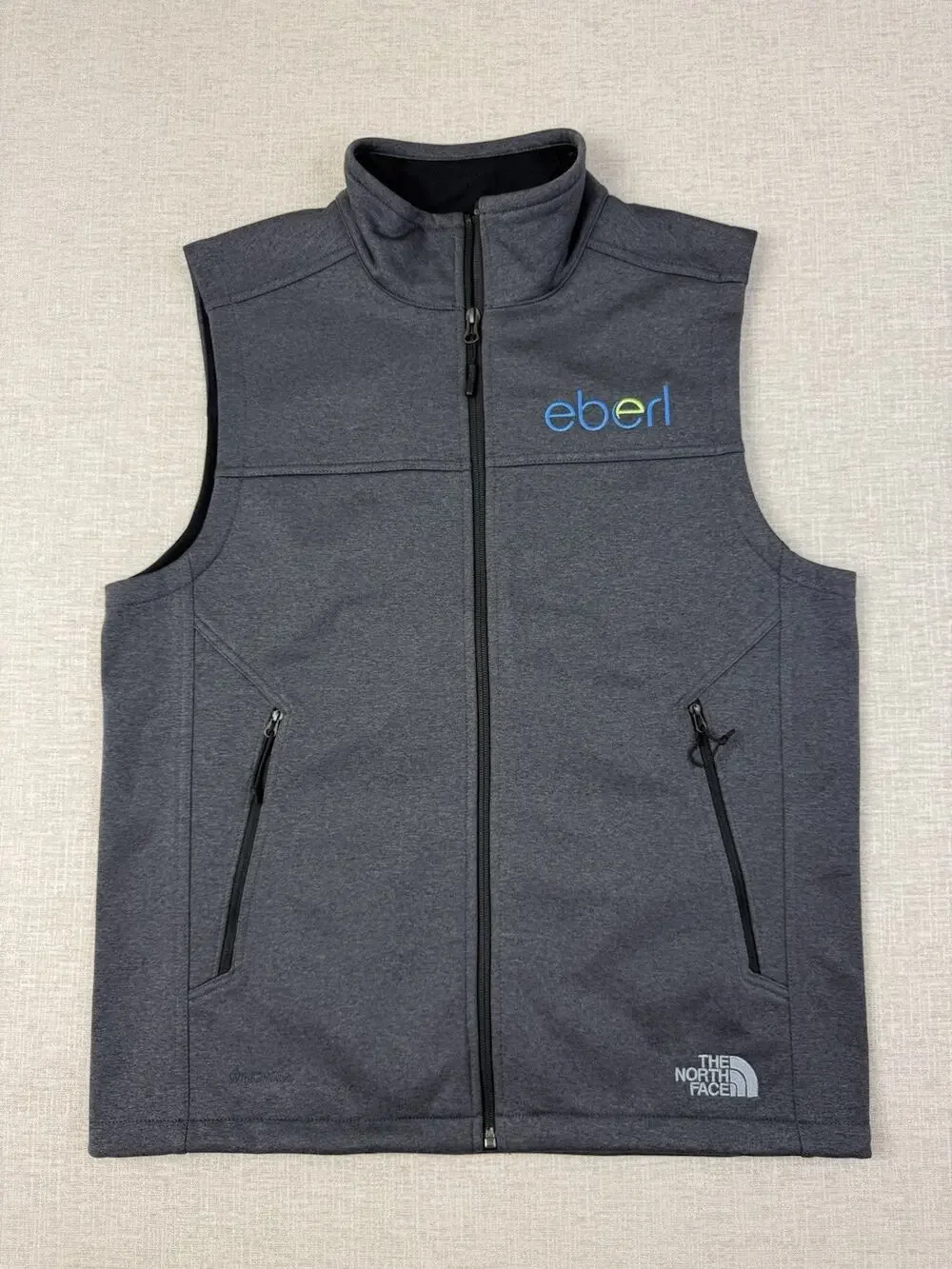 The North Face WindWall Eberl Vest Mens M Gray Full Zip Softshell Fleece Lined
